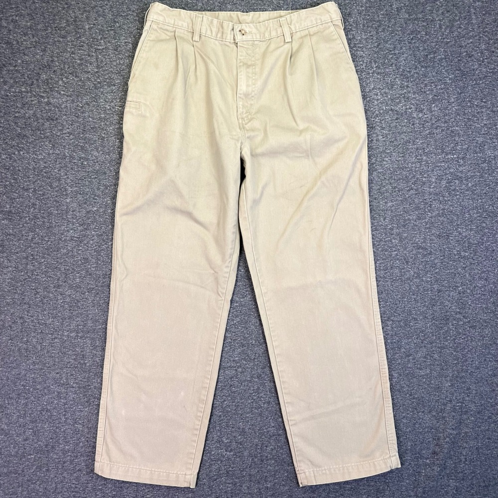 VTG Carhartt B132KHI Pleated Work Pants Men 32x29 Khaki Tan Casual Rugged Cotton